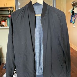 Old Navy XS Reversible Black Chambray Blue Bomber